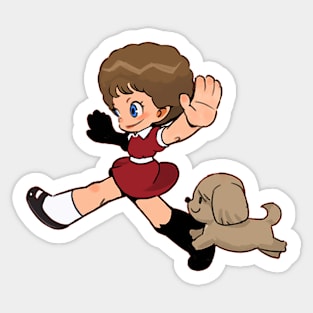 girl and dog Sticker